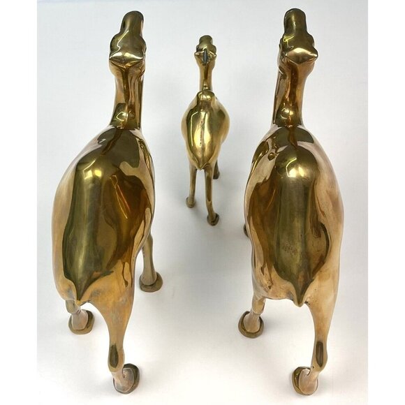VTG MCM Lot 3 GREAT CITY TRADERS 4" & 7" Solid Brass CAMEL FIGURINES Korea EUC - Picture 3 of 7